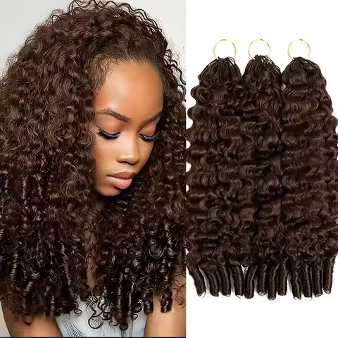 Deep Wave Human Hair Bundles 98% Brazilian Hair Natural Black