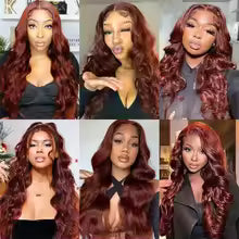 Reddish Brown Body Wave Human Hair Lace Wig