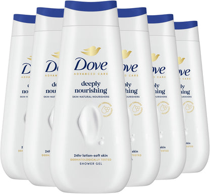 Dove Advanced Care Shower Gel - Deeply Nourishing - Improved Formula with Pro-Ceramide Technology - 6 x 225 ml