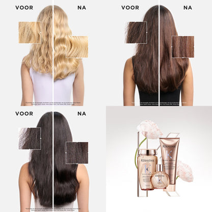 Kérastase Gloss Absolu Anti-Frizz Discovery Set with Glaze Drops + 2 Gifts - Shampoo 80 ml, Conditioner 75 ml, Spray 80 ml & Hair Oil 45 ml
