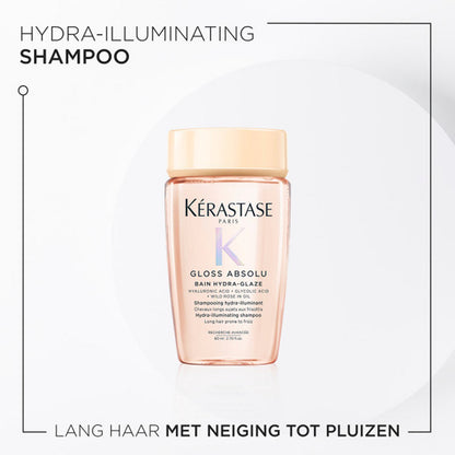 Kérastase Gloss Absolu Anti-Frizz Discovery Set with Glaze Drops + 2 Gifts - Shampoo 80 ml, Conditioner 75 ml, Spray 80 ml & Hair Oil 45 ml
