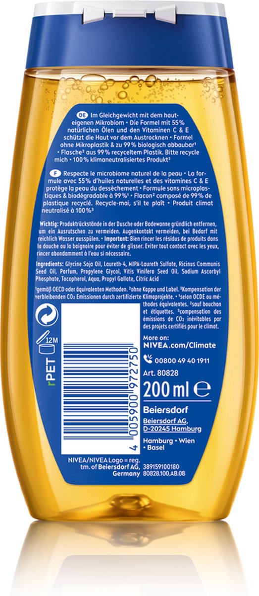 NIVEA Natural Shower Oil with Vitamins C & E