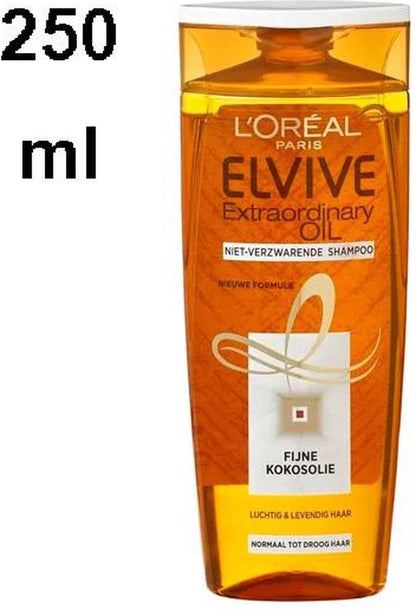 L’Oréal Paris Elvive Extraordinary Oil Shampoo with Coconut Oil for Dry Hair - Value Pack 4 × 250 ml