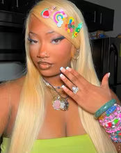 613 Honey Blonde Straight Human Hair Lace Front Wig
