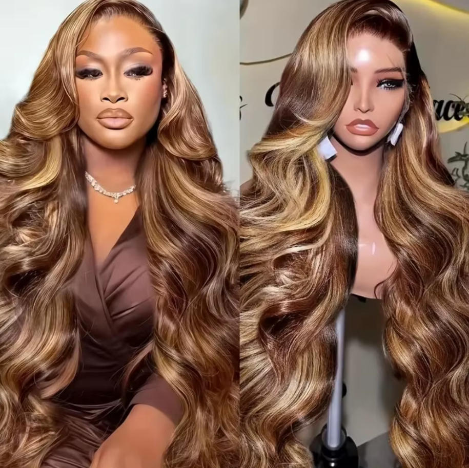 P4/27 Honey Blonde Ombré Body Wave Human Hair Wig