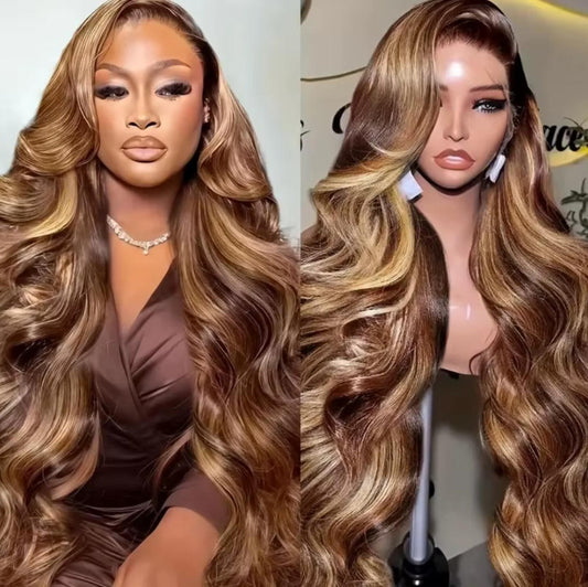 P4/27 Honey Blonde Ombré Body Wave Human Hair Wig