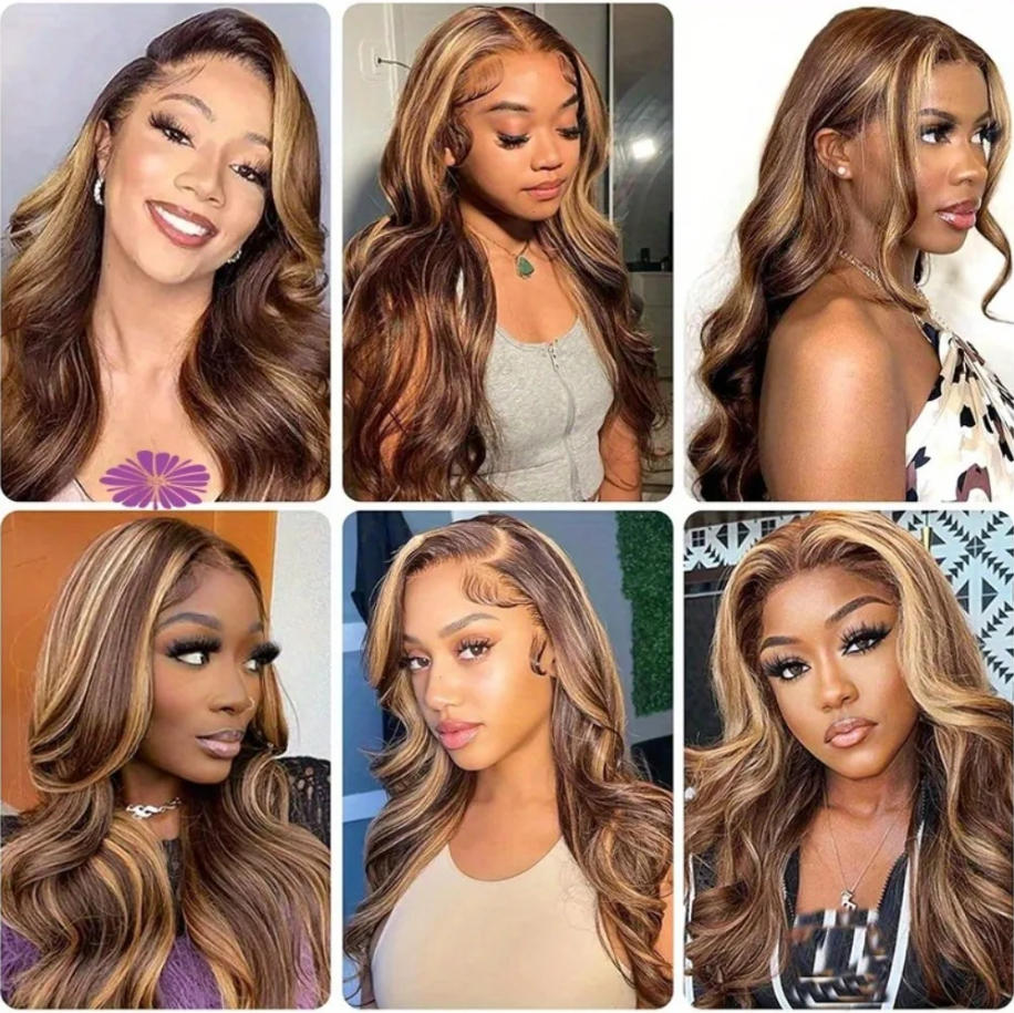P4/27 Honey Blonde Ombré Body Wave Human Hair Wig