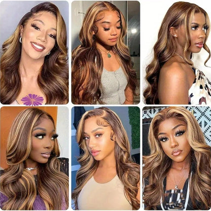 P4/27 Honey Blonde Ombré Body Wave Human Hair Wig