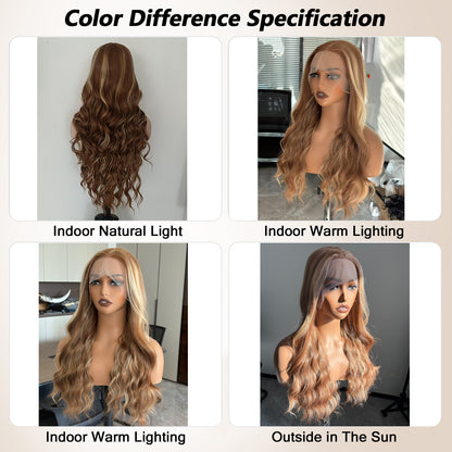 Honey Blonde Ombré Body Wave Synthetic Lace Front Wig