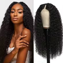 V-Part Curly Human Hair Wig – 16–32 Inch, 180%/200% Density