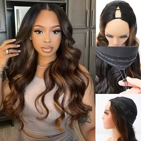v-part body wave human hair wig with hd lace front