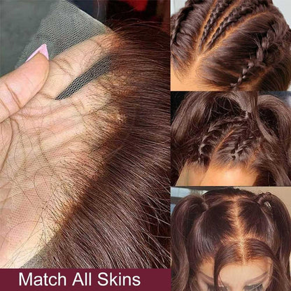 Chocolate Brown Body Wave Human Hair Wig – 13×4 Lace Front