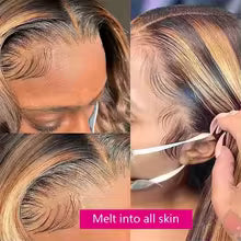 highlight ombre straight human hair wig with 13x6 hd lace front