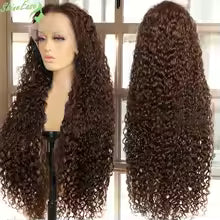 Chocolate Brown Deep Wave Human Hair Lace Front Wig