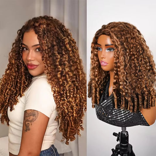 Frisira 4/27 highlight Burmese curly human hair half wig