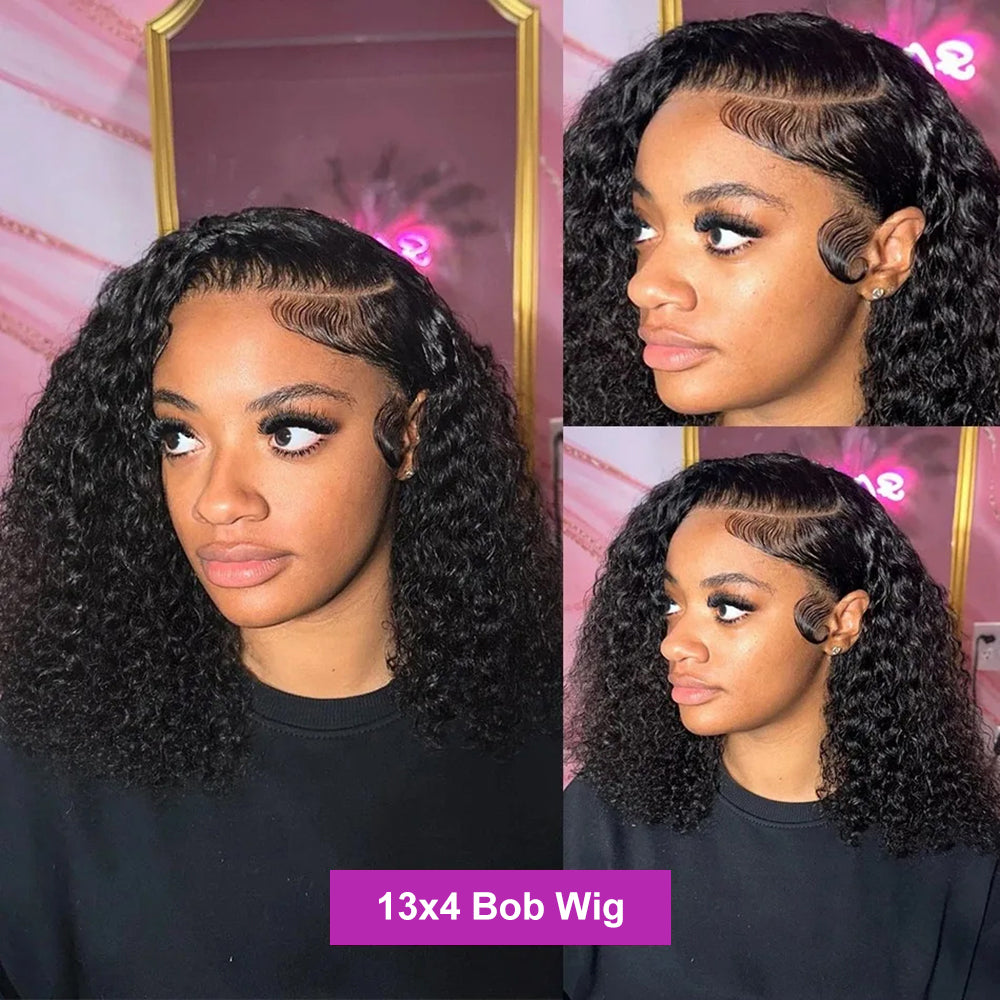 Deep Wave Glueless Bob 13x4 HD Lace Front Wig
250% Density Pre-Plucked Curly Human Hair