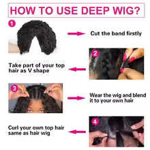 V-Part Curly Human Hair Wig – 16–32 Inch, 180%/200% Density