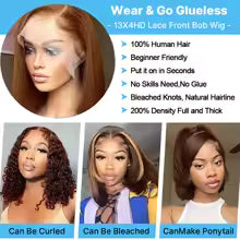 Chocolate Brown Bob 13x4 HD Lace Front Wig
Pre-Plucked Natural Hairline 180% Density