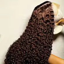 Chocolate Brown Deep Wave Human Hair Lace Front Wig