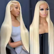 honey blonde straight human hair wig with hd lace front