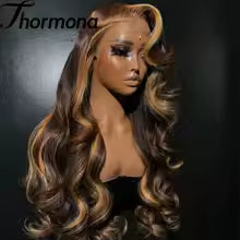 Honey Blonde Ombré Body Wave Synthetic Lace Front Wig