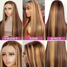 16–34 inch 200% density body wave human hair wig with hd lace front