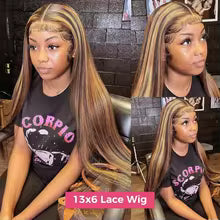 P4/27 Straight HD Transparent Lace Front Human Hair Wig