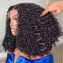 Kinky Curly Bob 13x4 HD Lace Front Wig Glueless
250% Density Water Wave Human Hair
