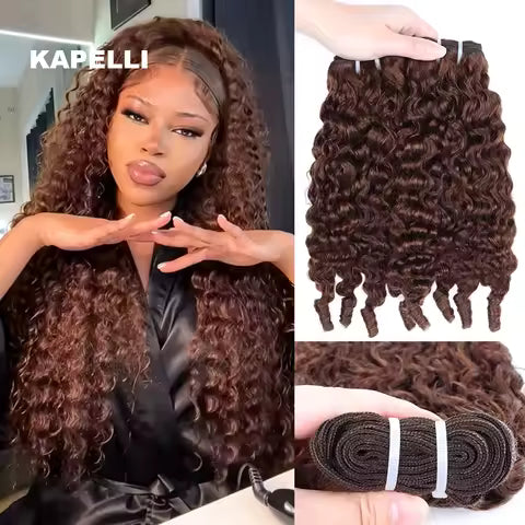 Deep Wave Human Hair Bundles 98% Brazilian Hair Natural Black