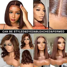 Chocolate Brown Bob 13x4 HD Lace Front Wig
Pre-Plucked Natural Hairline 180% Density