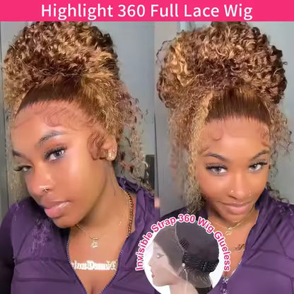 p4/27 highlight body wave remy human hair wig with hd lace front