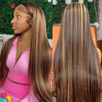 P4/27 Straight HD Transparent Lace Front Human Hair Wig