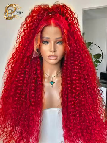 burgundy straight human hair wig with hd lace front