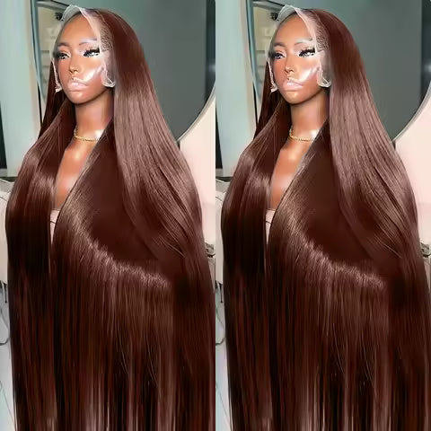 burgundy straight human hair wig with hd lace front