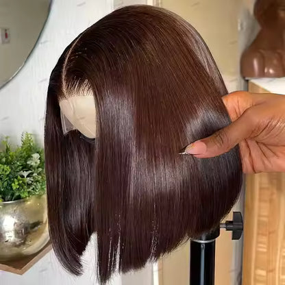 Chocolate Brown Bob 13x4 HD Lace Front Wig
Pre-Plucked Natural Hairline 180% Density