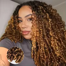 Frisira 4/27 highlight Burmese curly human hair half wig