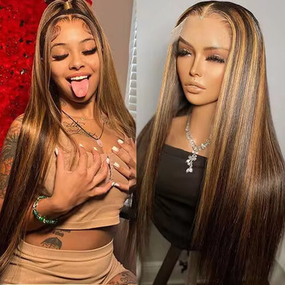 p4/27 highlight body wave remy human hair wig with hd lace front