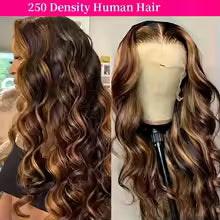 highlight body wave human hair wig with hd lace front