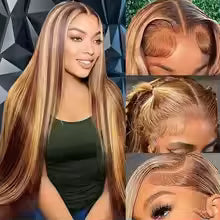 highlight ombre straight human hair wig with 13x6 hd lace front