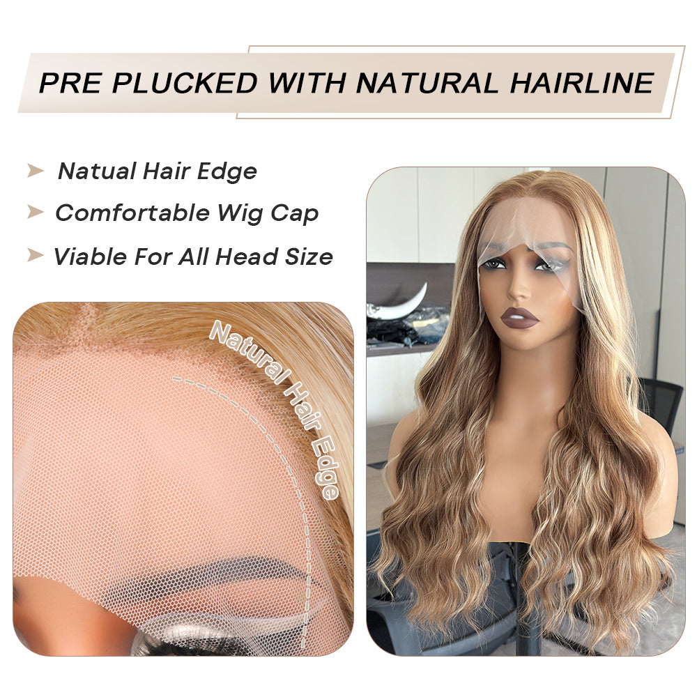 Honey Blonde Ombré Body Wave Synthetic Lace Front Wig