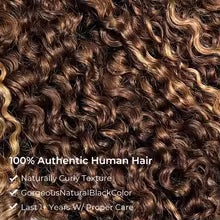 Frisira 4/27 highlight Burmese curly human hair half wig