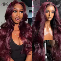 18–46 inch chocolate brown body wave human hair wig with hd lace front