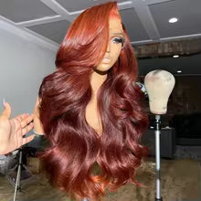 Reddish Brown Body Wave Human Hair Lace Wig