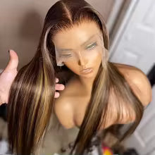 highlight ombre straight human hair wig with 13x6 hd lace front