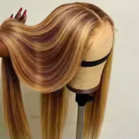highlight ombre straight human hair wig with 13x6 hd lace front
