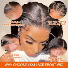 Bone Straight Bob 13x6 HD Lace Glueless Wig
200% Density Pre-Plucked Natural Black