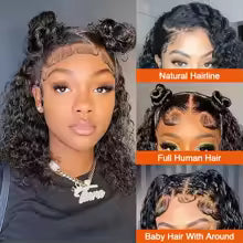Kinky Curly Bob 13x4 HD Lace Front Wig Glueless
250% Density Water Wave Human Hair