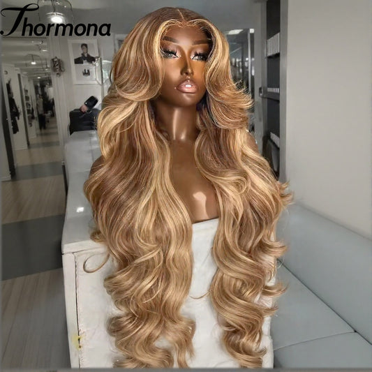 Honey Blonde Ombré Body Wave Synthetic Lace Front Wig