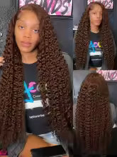 Chocolate Brown Deep Wave Human Hair Lace Front Wig