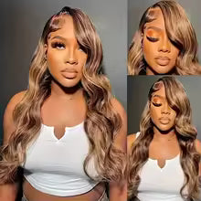highlight body wave human hair wig with hd lace front